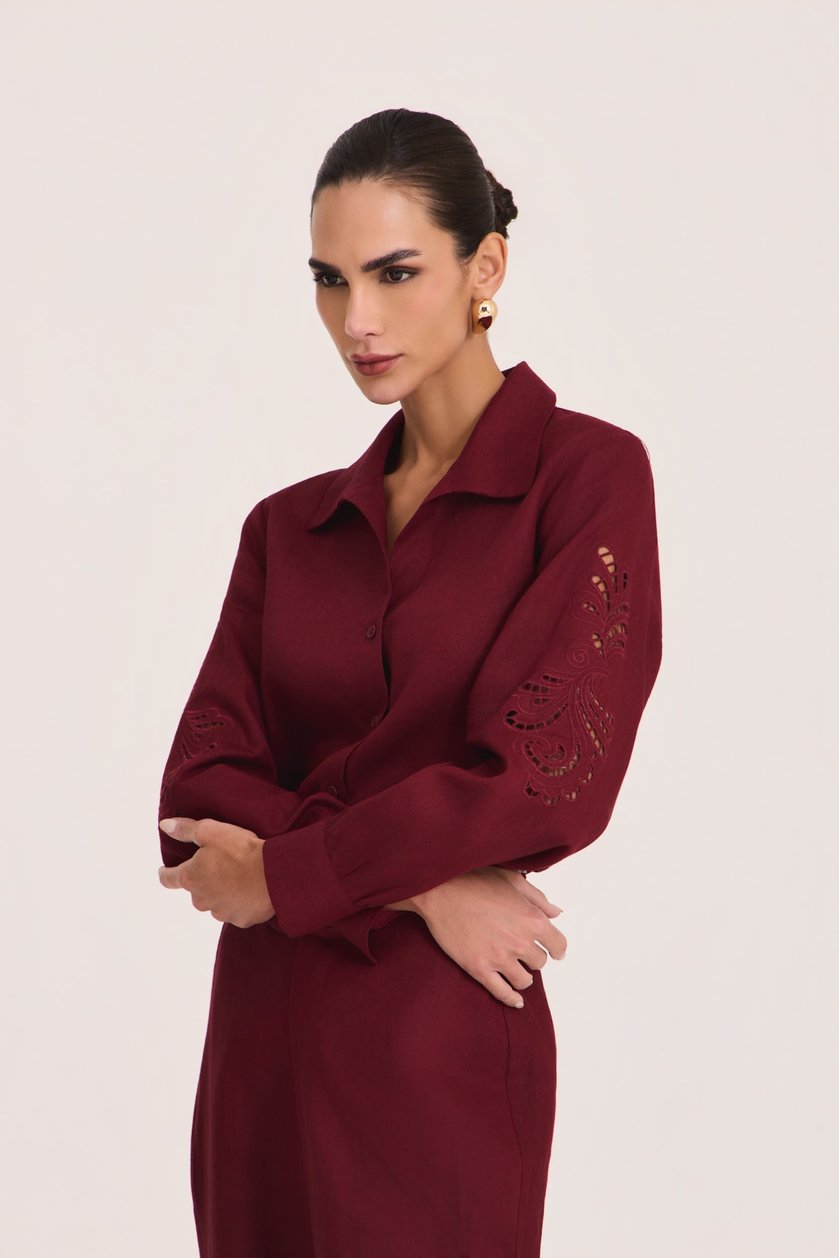 Camisa Em Linho Puro Com Bordado