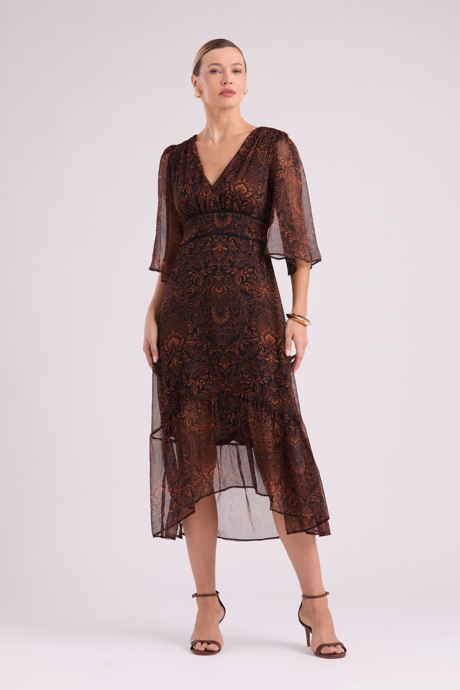 Vestido Midi de chiffon estampado