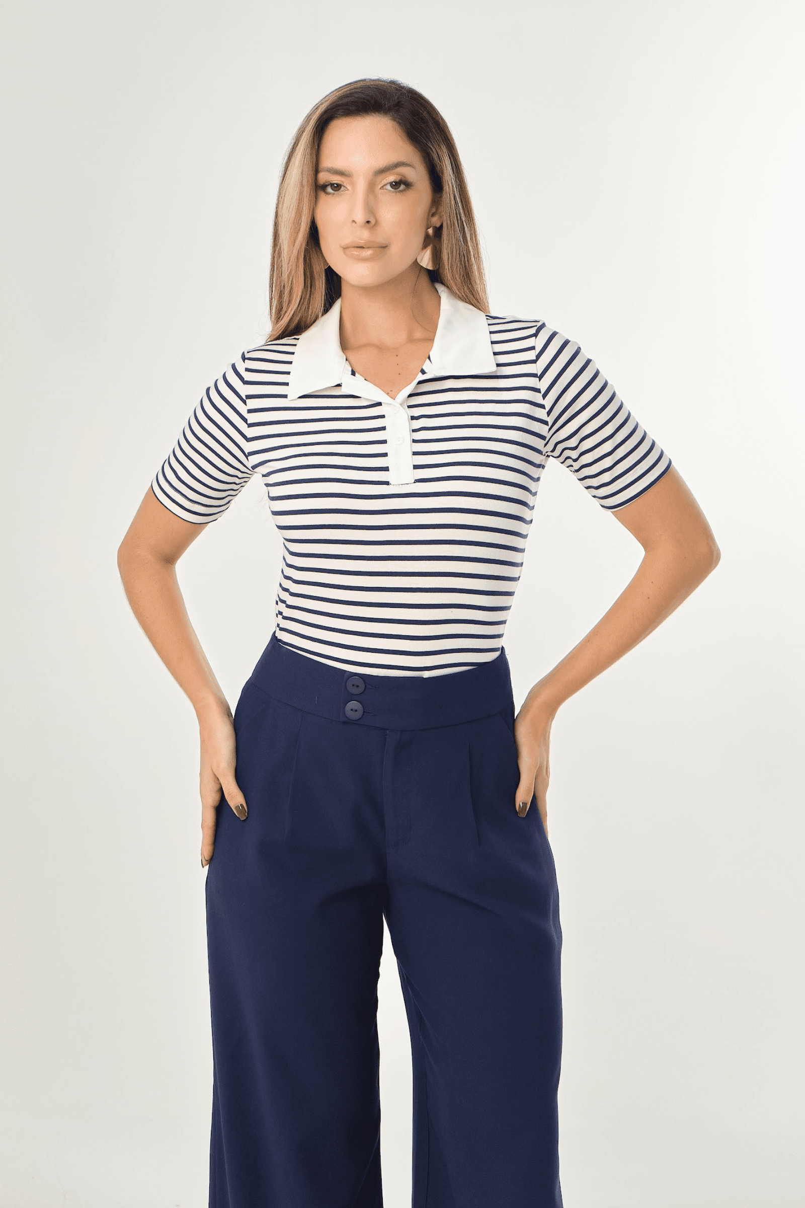 Blusa polo listrada