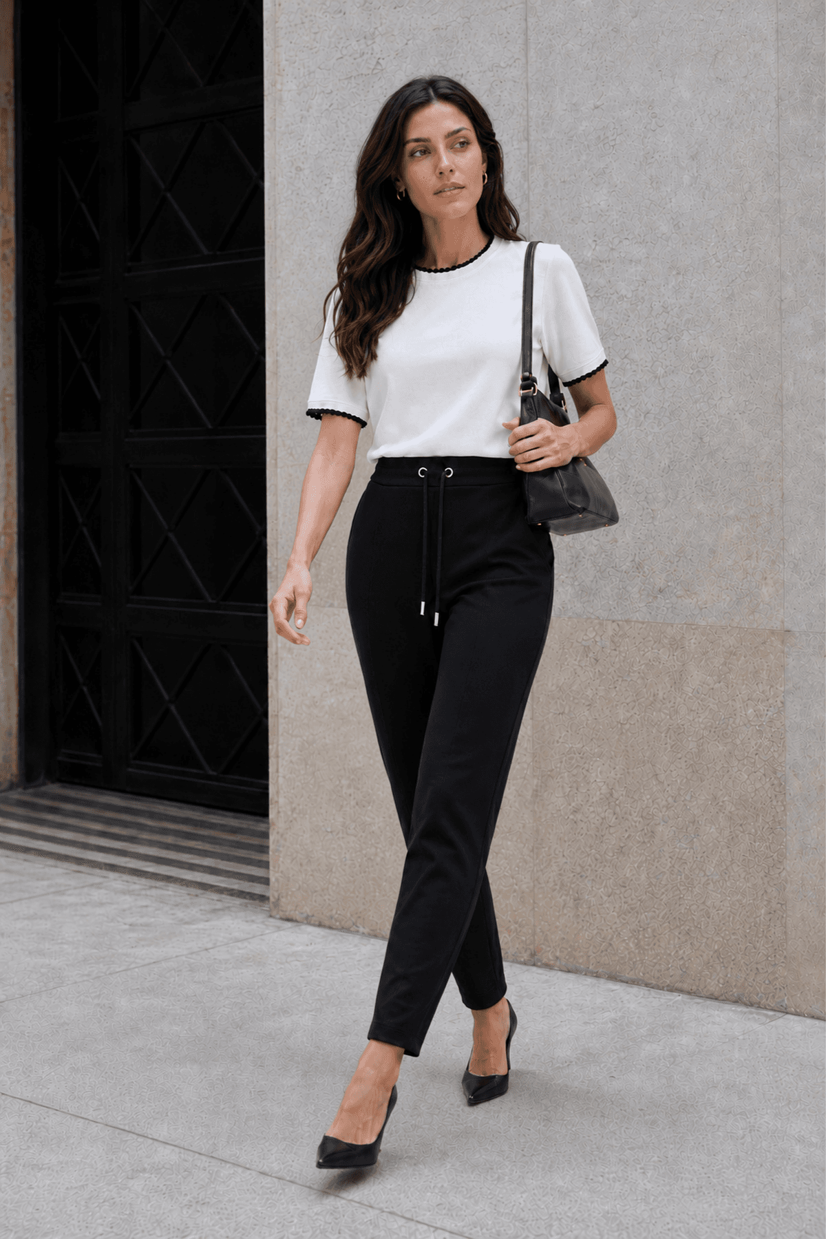 CONJUNTO DE BLUSA COM RETILINEA E CALÇA CENOURA